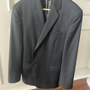 Calvin Klein Black Pinstripe Blazer Wool 46 R